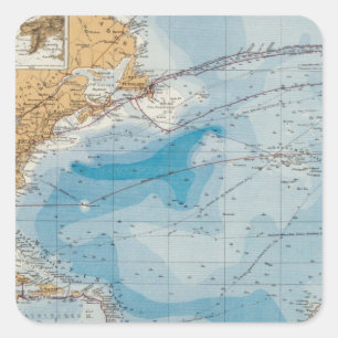 North Atlantic Ocean Map Square Sticker
