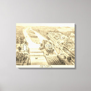 North Aurora Illinois 1871 River From Stone Litho Canvas Print