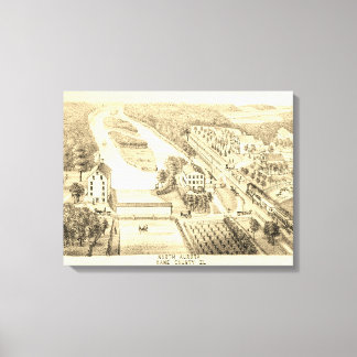 North Aurora Illinois 1871 River From Stone Litho Canvas Print