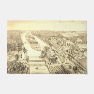 North Aurora Illinois Stone Lithograph 1871 Art Doormat
