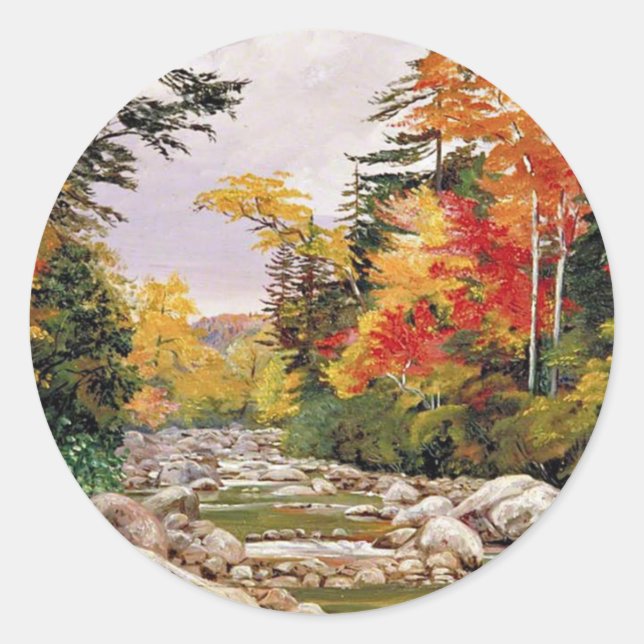 North - Autumn Tints, New Hampshire, Classic Round Sticker (Front)