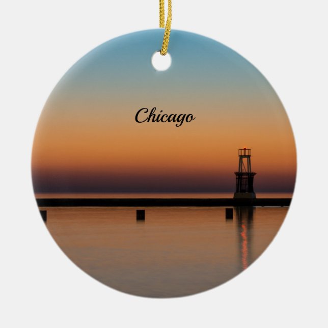 North Ave Lighthouse Sunrise Souvenir Ornament (Front)