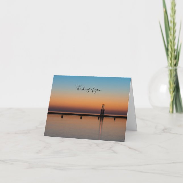 North Ave Lighthouse Sunrise Thinking Of You Card (Front)