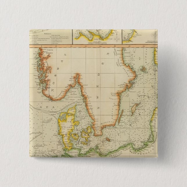 North, Baltic seas 15 Cm Square Badge (Front)