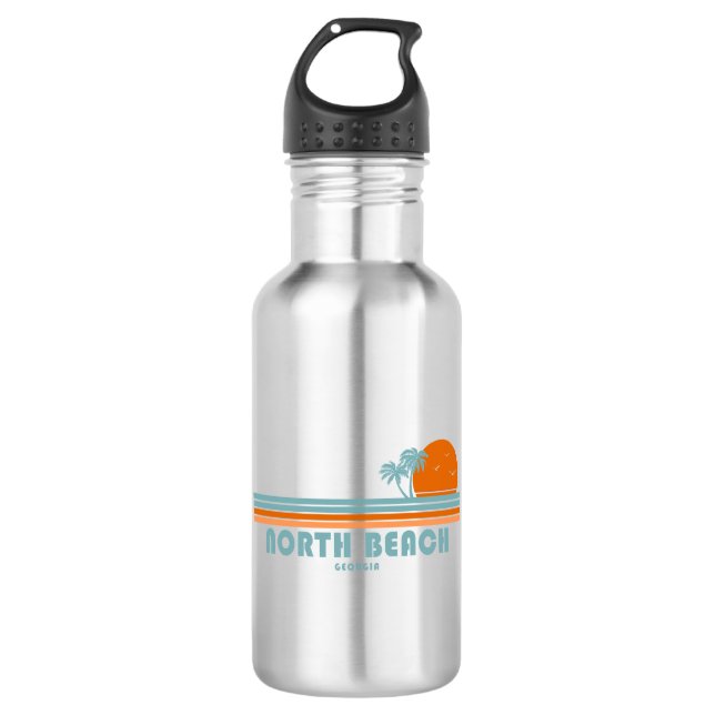 North Beach Tybee Island Georgia Sun Palm Trees 532 Ml Water Bottle (Front)