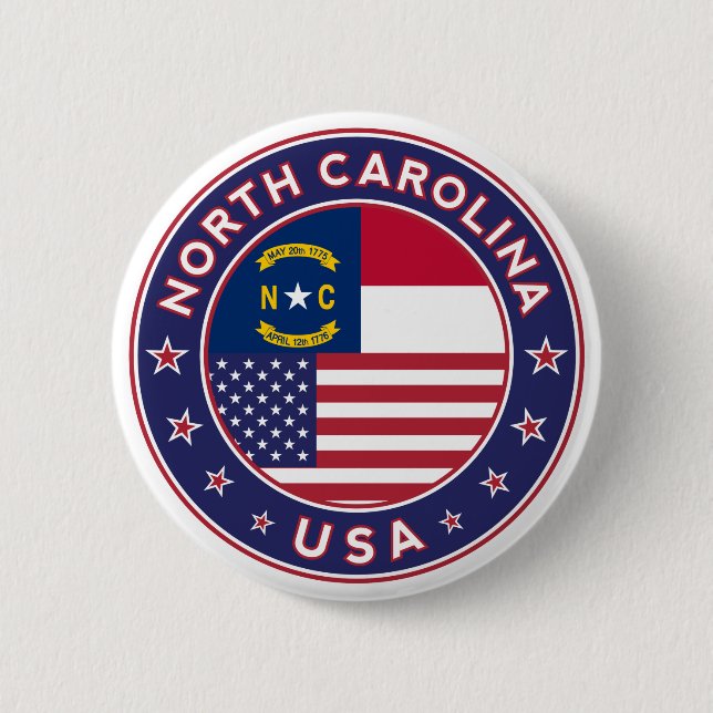 North Carolina 6 Cm Round Badge (Front)