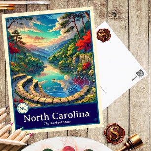 North Carolina Anime Style Cel Shaded Postcard