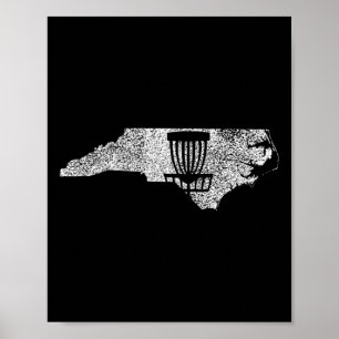 North Carolina Disc Golf State With Basket Distres Poster