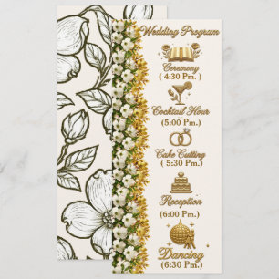 North Carolina Dogwood Wedding Program Card