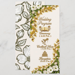 North Carolina Dogwood Wedding Program Card