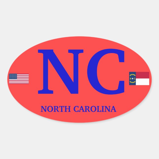 North Carolina* European Style Oval Sticker (Front)