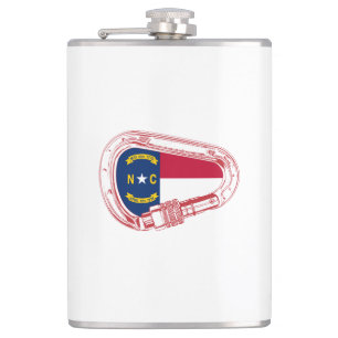 North Carolina Flag Climbing Carabiner Hip Flask