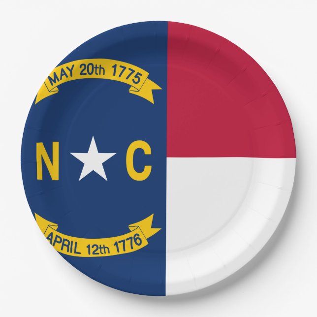 North Carolina Flag Paper Plate (Front)