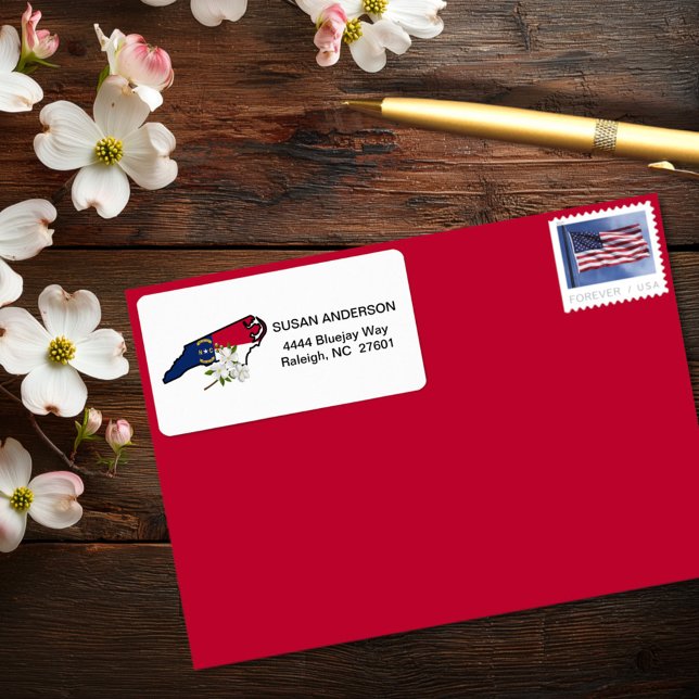 North Carolina Flag State Flower Flowering Dogwood Label (Creator Uploaded)