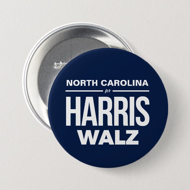 North Carolina for Harris Walz 7.5 Cm Round Badge (Front & Back)