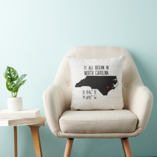 North Carolina GPS Coordinates with Heart Cushion