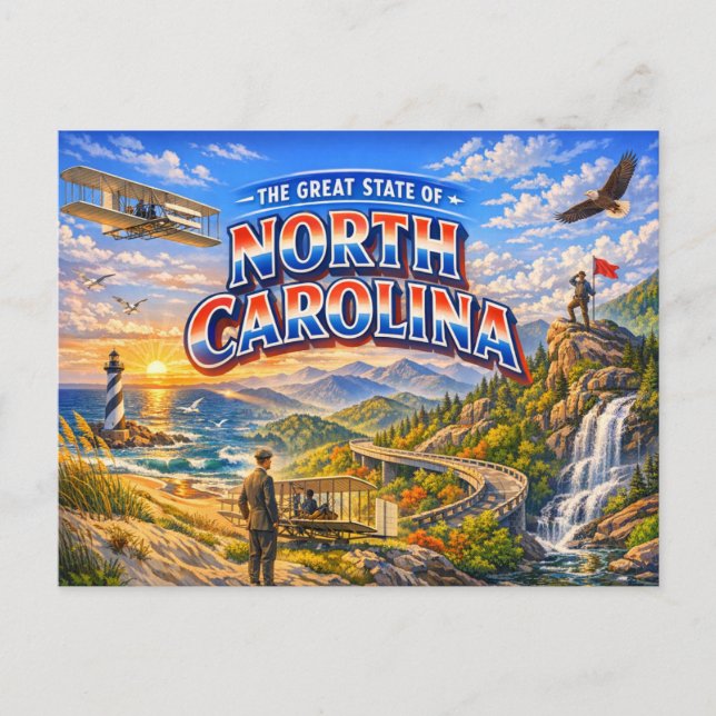North Carolina Greetings Postcard  (Front)