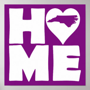 North Carolina Home Heart State Poster Sign