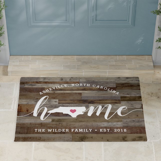 North Carolina Home State Personalised Wood Look Doormat (Creator Uploaded)