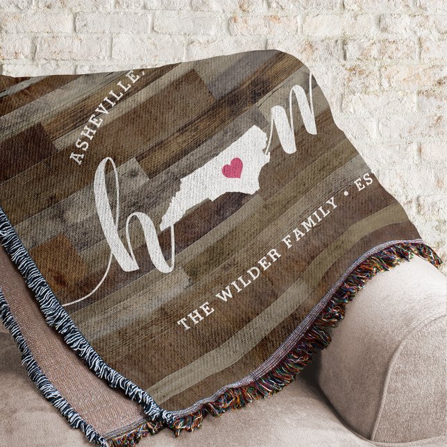 North Carolina Home State Personalised Wood Look Throw Blanket (Creator Uploaded)