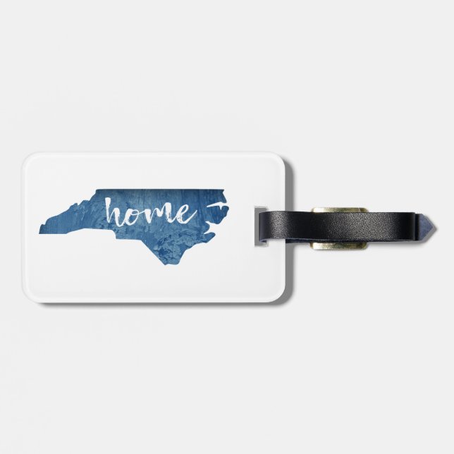 North Carolina Home Wood Grain Luggage Tag (Back Horizontal)