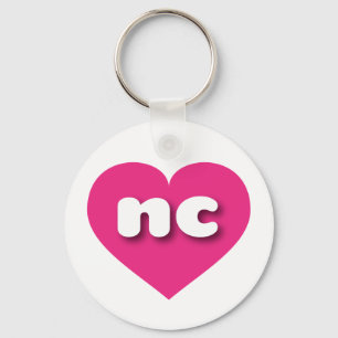 North Carolina hot pink heart - I love nc Key Ring