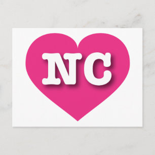 North Carolina Hot Pink Heart - I love NC Postcard