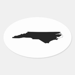 North Carolina in Black and White Oval Sticker