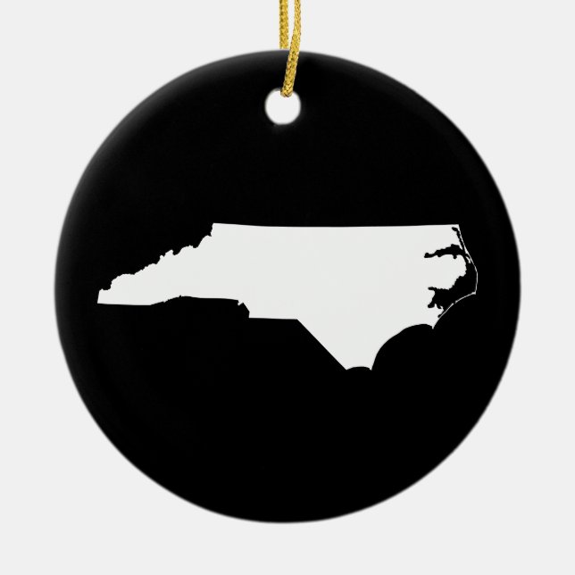 North Carolina in White and Black Ceramic Tree Decoration (Front)