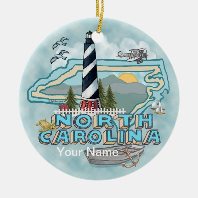 North Carolina Lighthouse Ceramic Tree Decoration (Front)