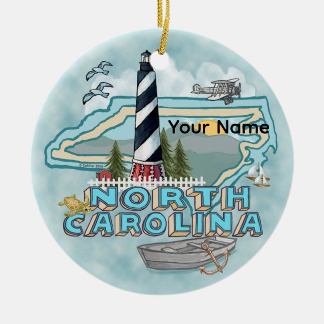 North Carolina Lighthouse Ceramic Tree Decoration (Front)