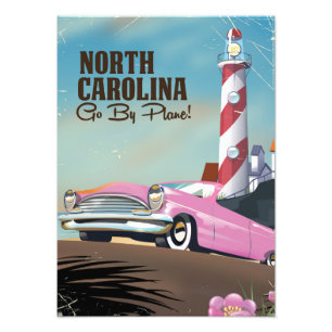North Carolina Lighthouse travel poster