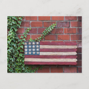 North Carolina, Linville, wooden US flag Postcard