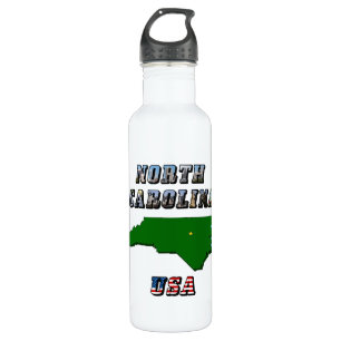 North Carolina Map and Text 710 Ml Water Bottle