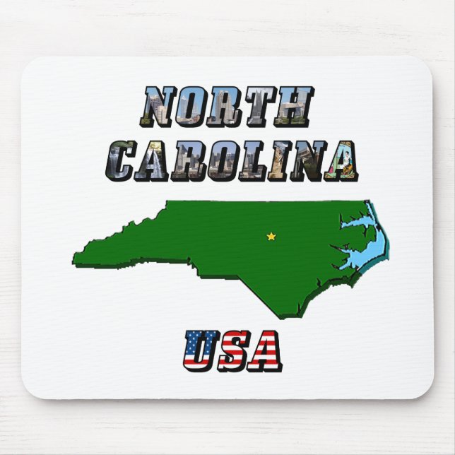 North Carolina Map and Text Mouse Pad (Front)