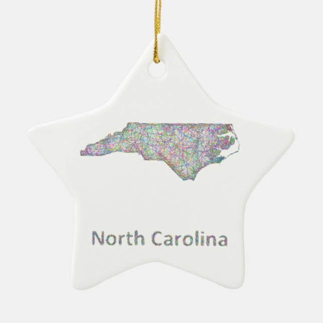 North Carolina map Ceramic Tree Decoration (Front)