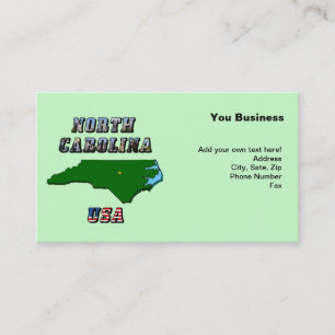 North Carolina Map Outline, Photo & US Flag Text  Business Card