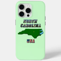 North Carolina Map Outline, Photo & US Flag Text