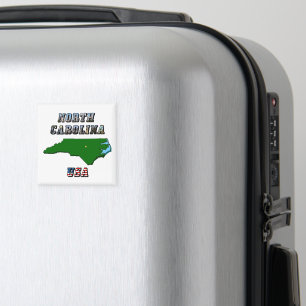 North Carolina Map Outline, Photo & US Flag Text  Magnet