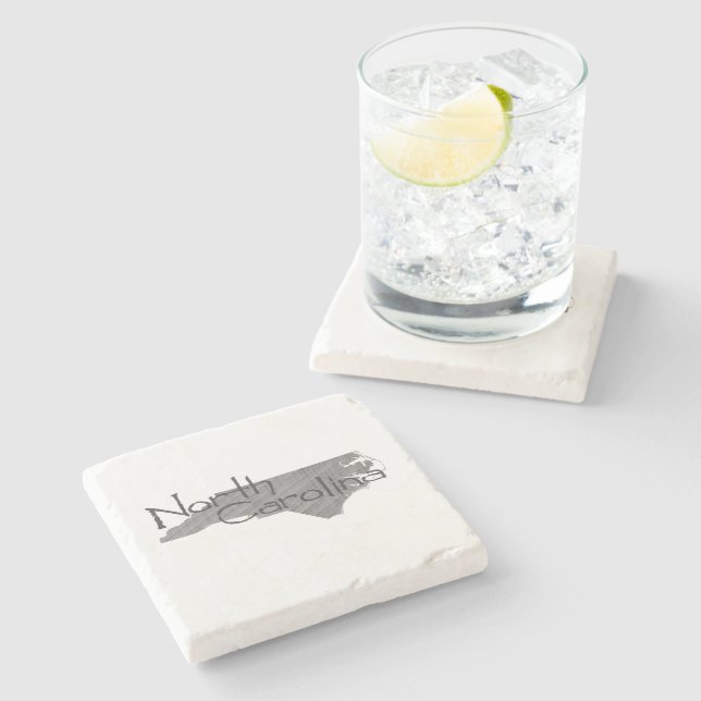 North Carolina Map Shaped Vintage Grey Chalkboard Stone Coaster (Side)