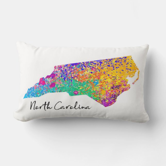 North Carolina Modern Map Lumbar Cushion (Front)