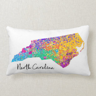 North Carolina Modern Map Lumbar Cushion