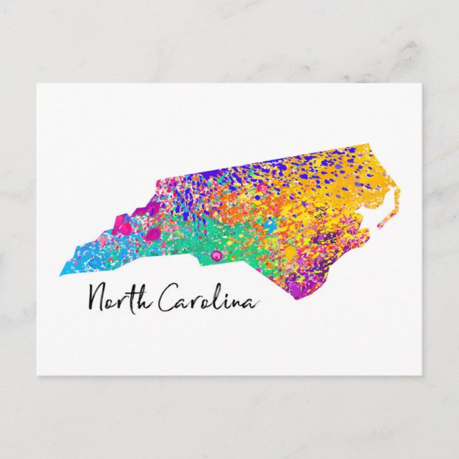 North Carolina Modern Map Postcard (Front)