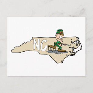 North Carolina NC Cartoon Map with Hunter Postcard