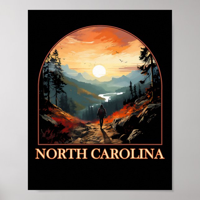 North Carolina Nc Hiking Mountain State Pride  Poster (Front)