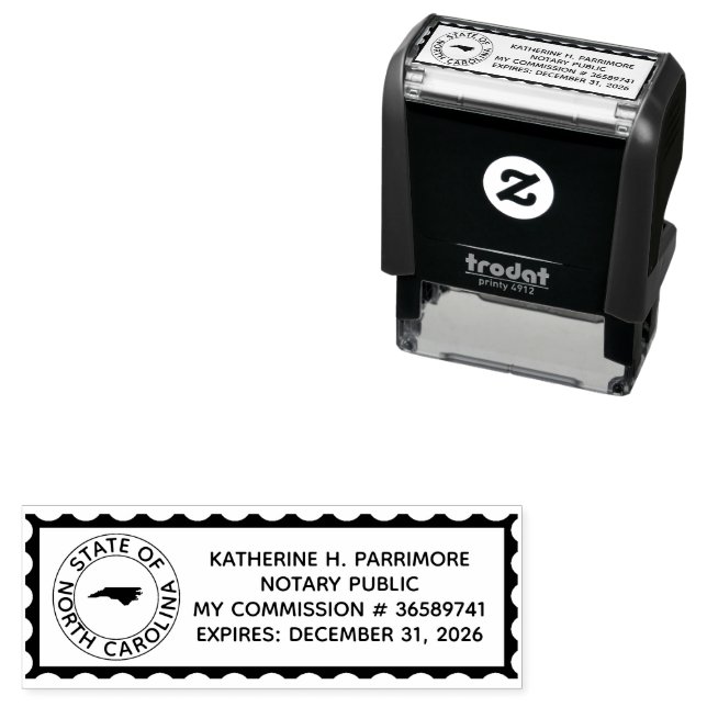 North Carolina Notary Self Inking Rubber Stamp (In Situ)