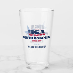 North Carolina Patriotic Pride Personalised Glass