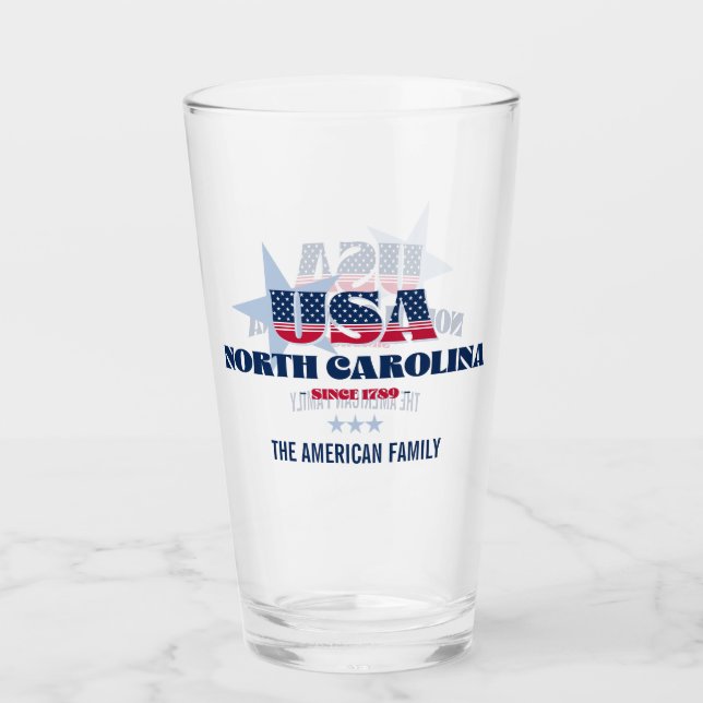 North Carolina Patriotic Pride Personalised Glass (Front)