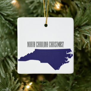 North Carolina Personalised Christmas Ceramic Ornament