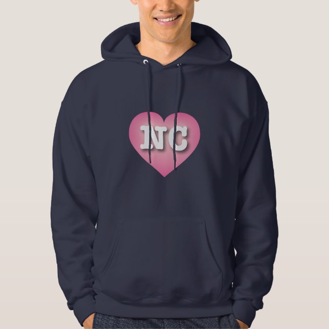 North Carolina Pink Fade Heart - I love NC Hoodie (Front)